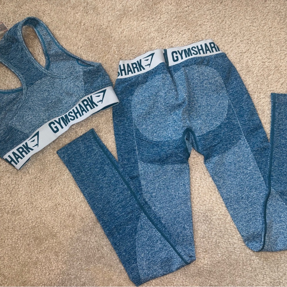 OG Gymshark Flex Blue Leggings and Sports Bra Set